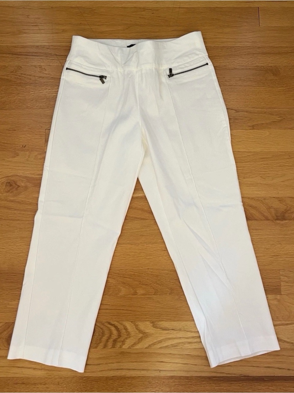 Style & Co. Women’s White Cropped Stretch Pant Zipper Detail Size Small